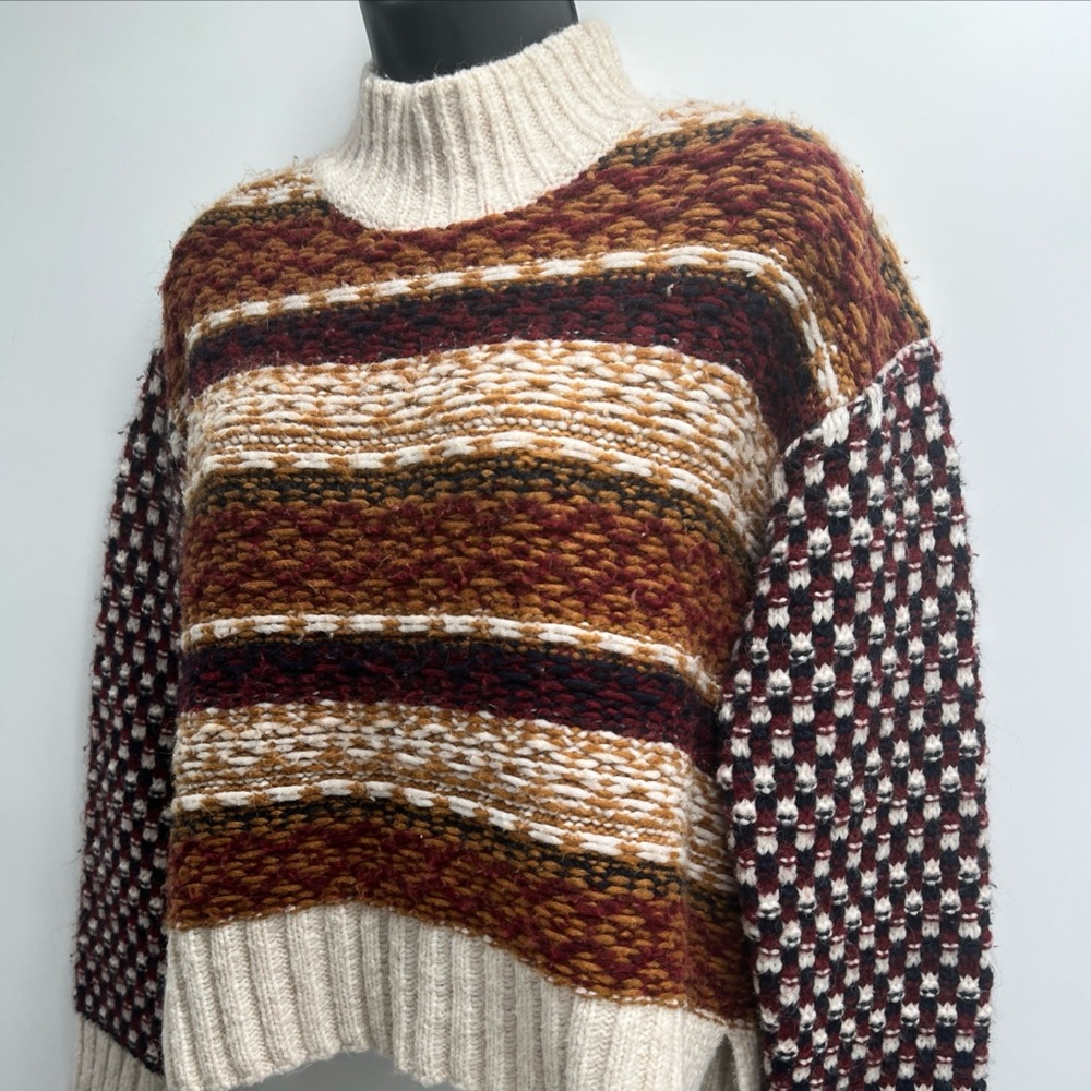 Veronica Beard Long Sleeve Women's Multi Color Clary Alpaca-Blend Sweater Size S